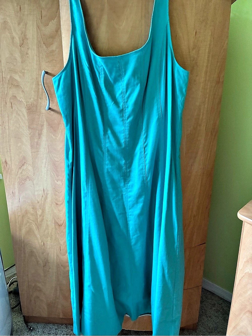 Madewell Linen-Cotton Princess-Seamed Midi Dress Blue 18 NWT